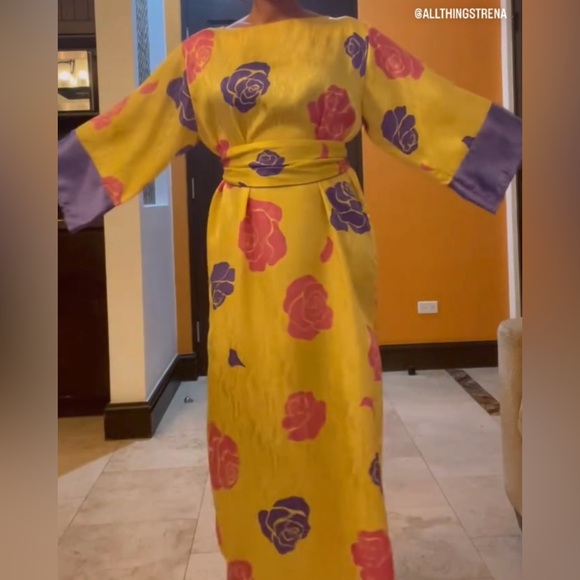 VINTAGE FLORA KUNG BELTED MAXI DRESS - Picture 6 of 8